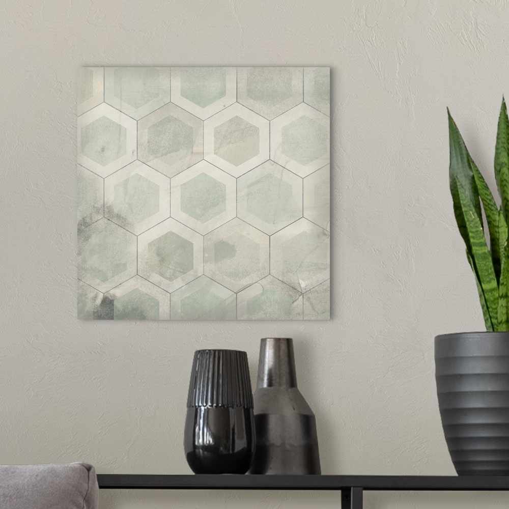 A modern room featuring Hexagon Tile VII
