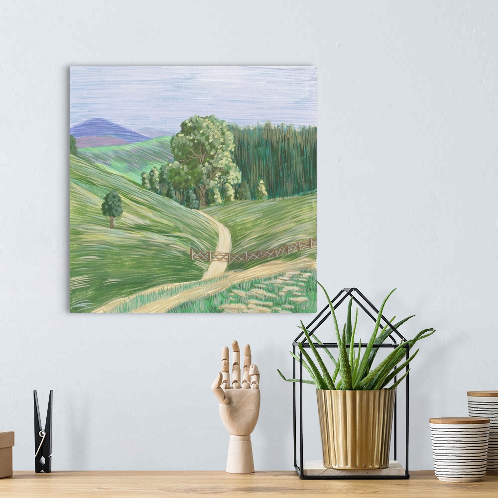 A bohemian room featuring Hill Lines I