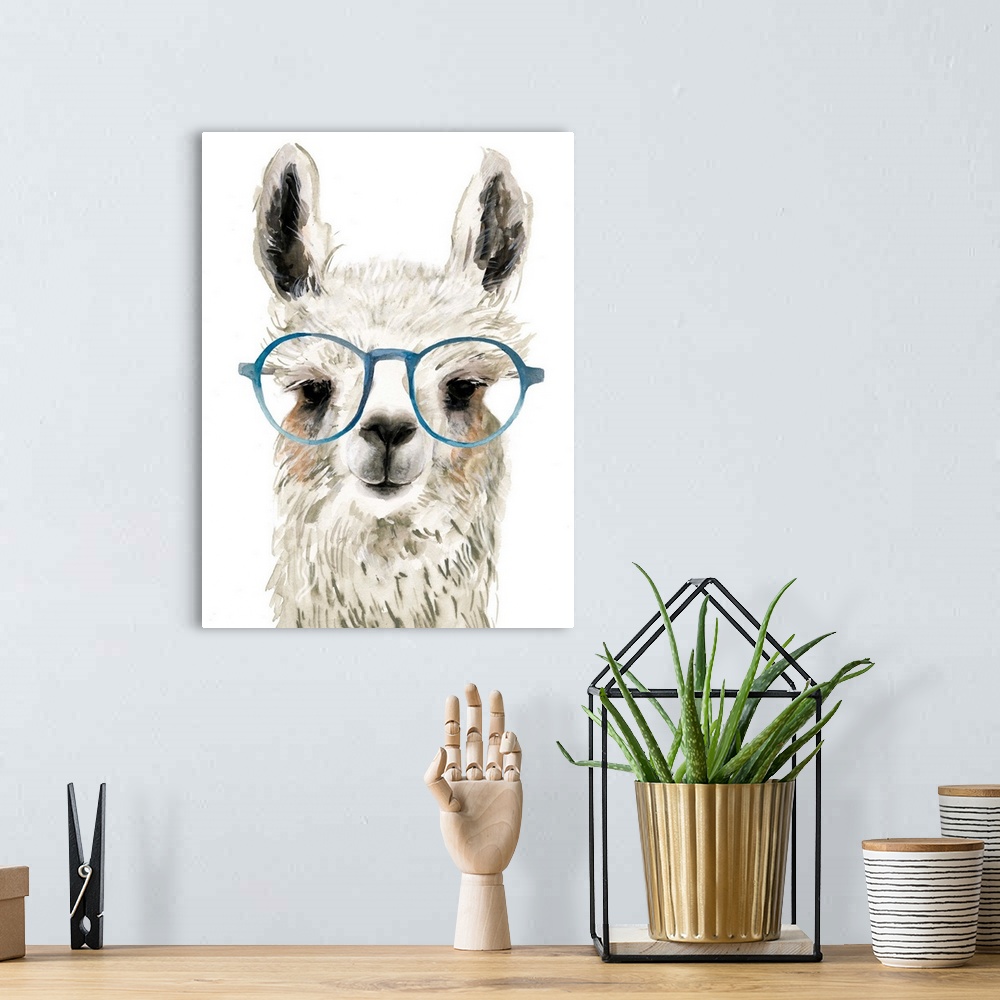 A bohemian room featuring A cute and quirky piece of art never fails to raise a smile. This cheerful llama sporting large r...