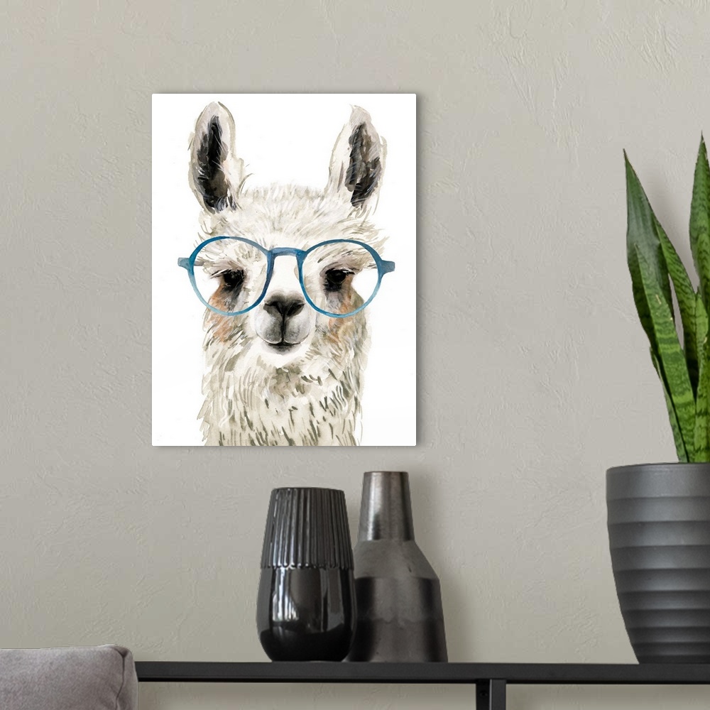 A modern room featuring A cute and quirky piece of art never fails to raise a smile. This cheerful llama sporting large r...