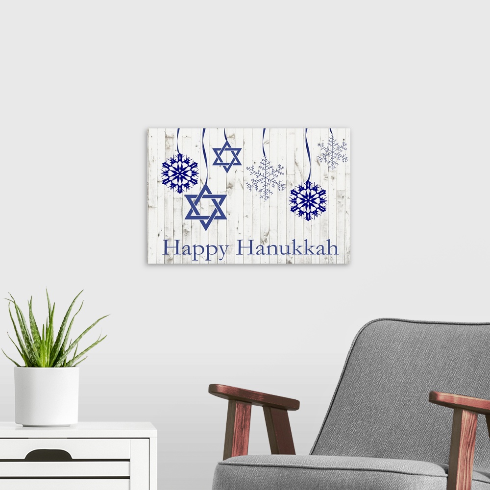 A modern room featuring Holiday Decor Happy Hanukkah