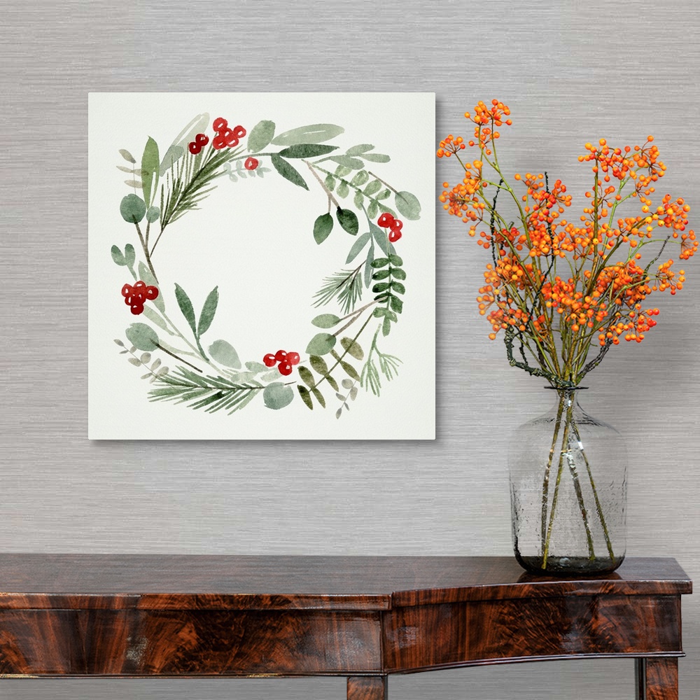A traditional room featuring Holly Wreath I