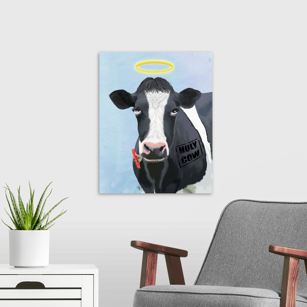 A modern room featuring Holy Cow