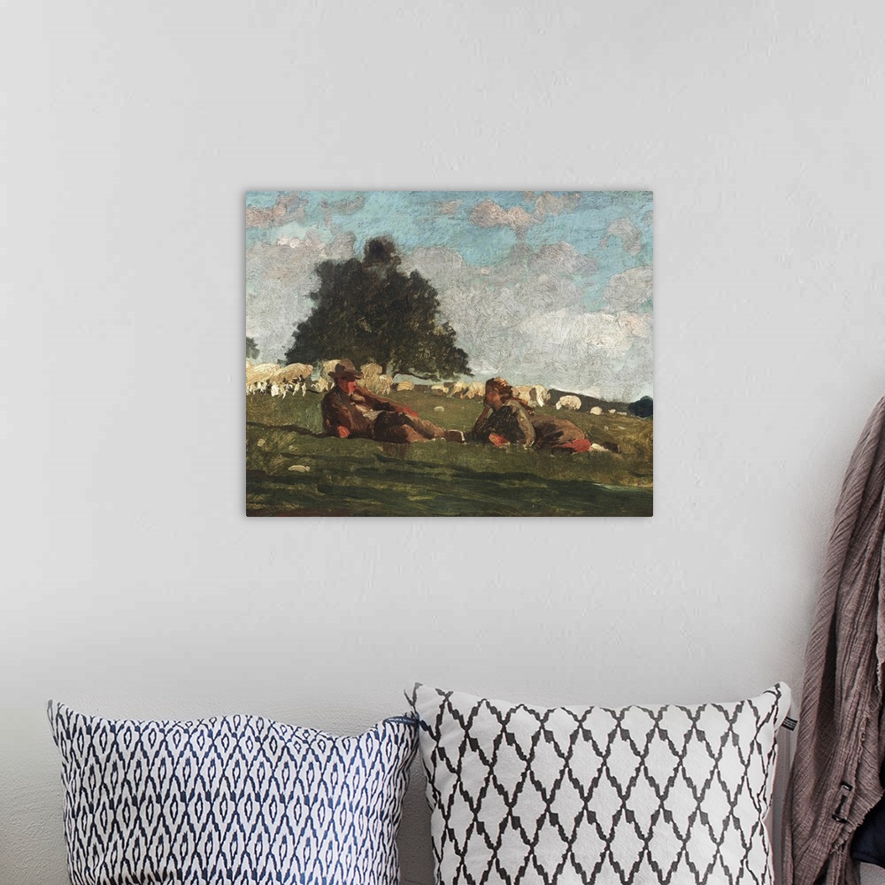 A bohemian room featuring Homer's Sheep Countryside I