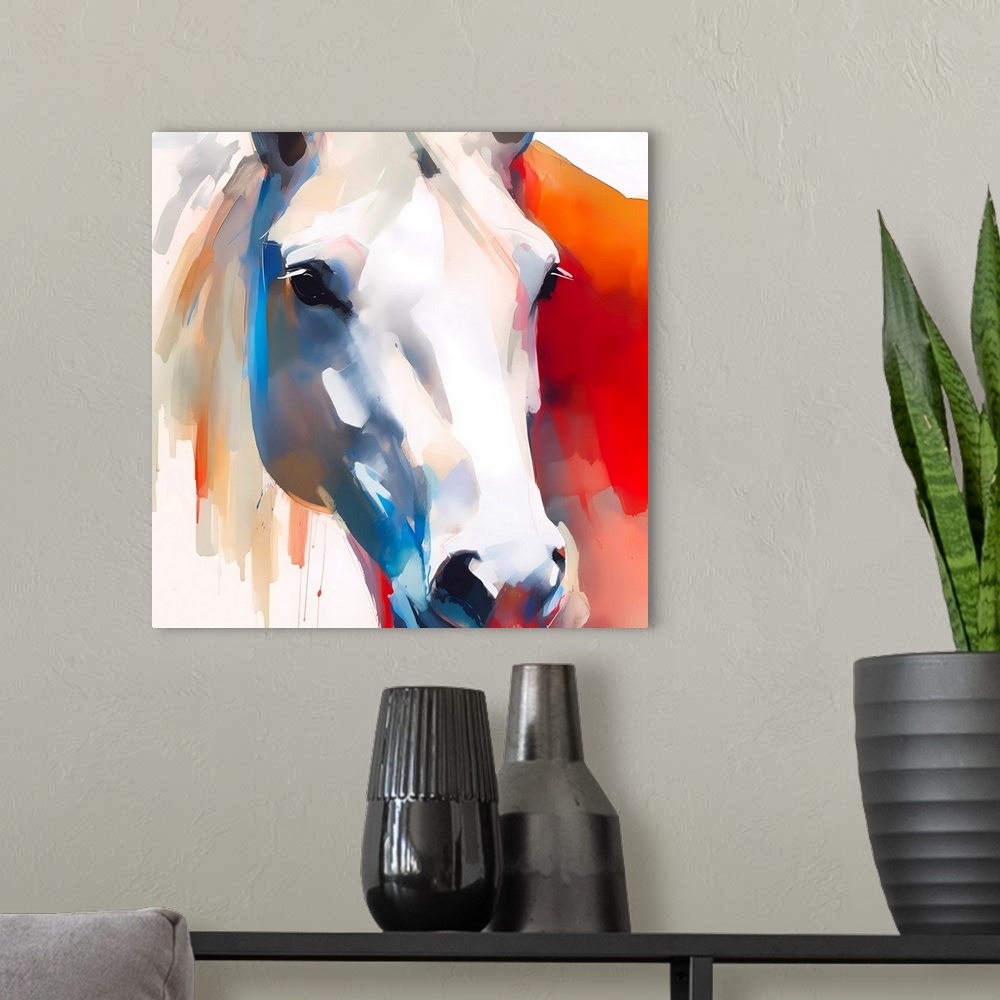 A modern room featuring Horse