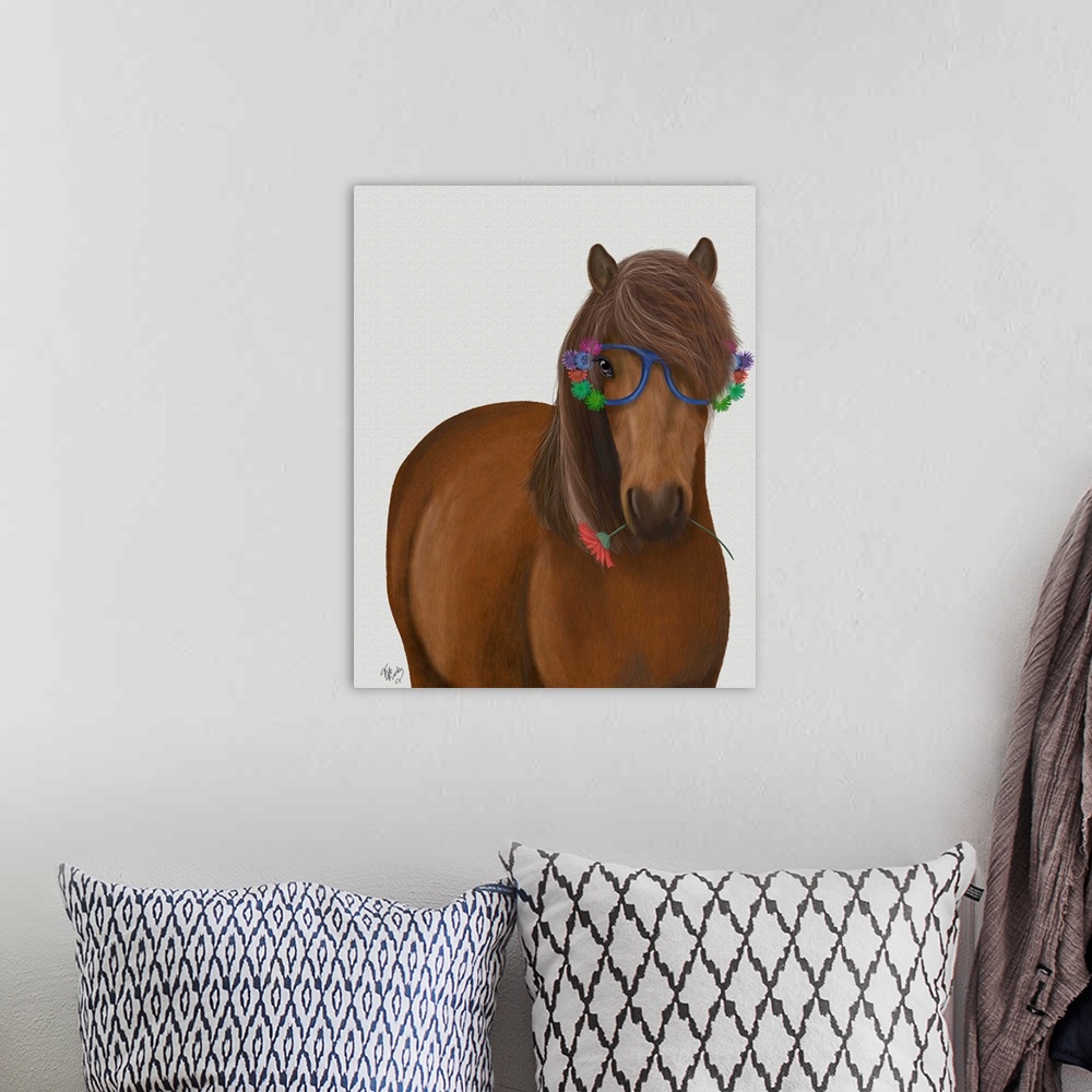 A bohemian room featuring Horse and Flower Glasses