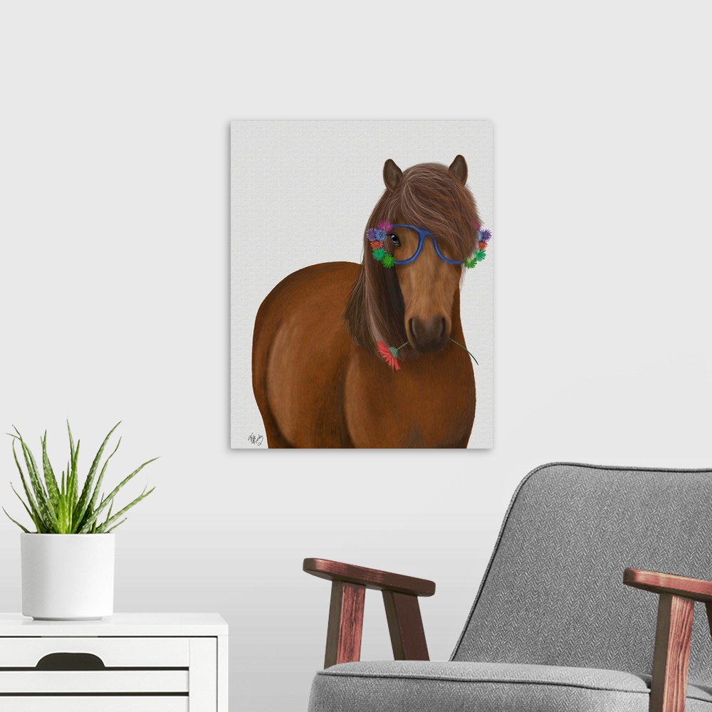 A modern room featuring Horse and Flower Glasses