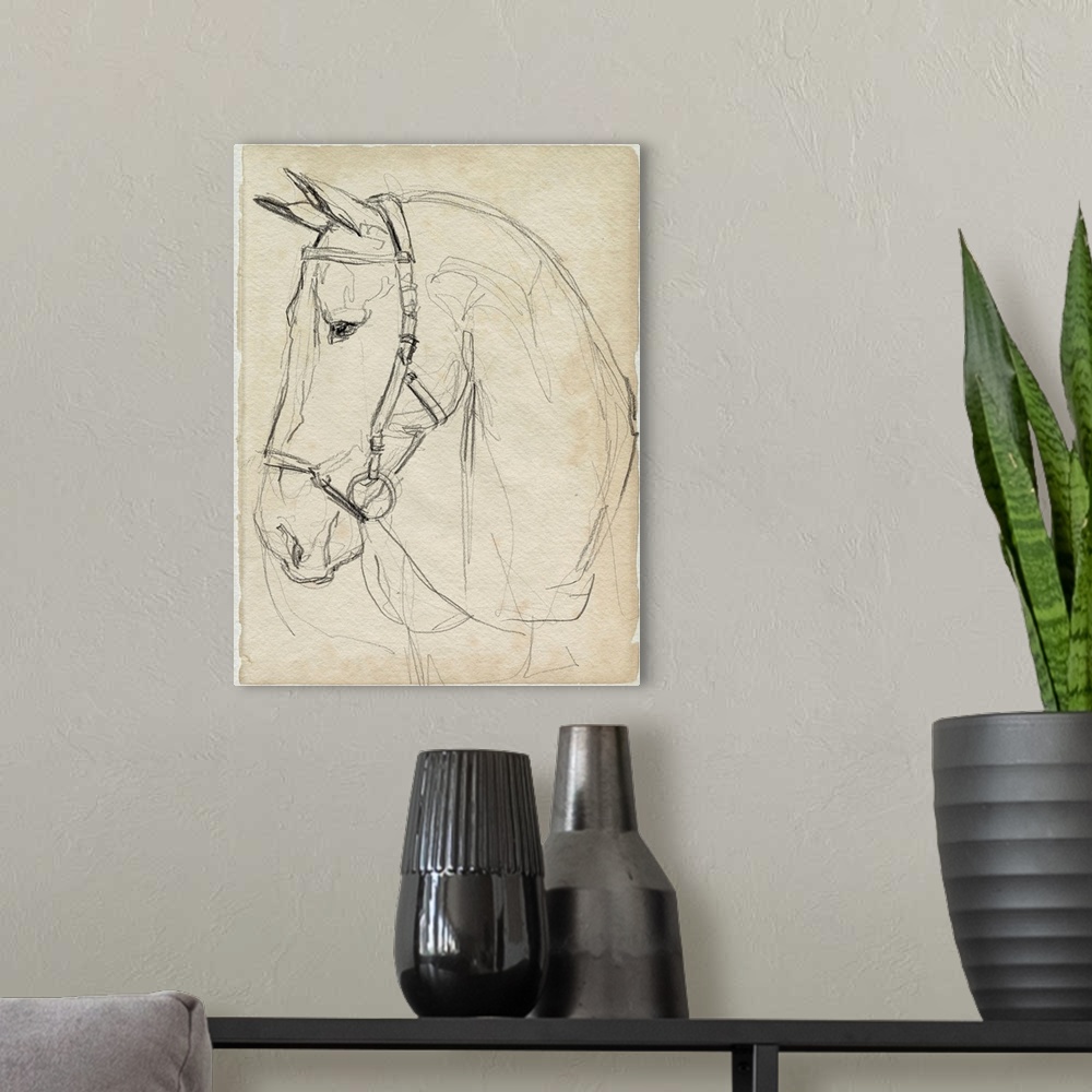 A modern room featuring Horse In Bridle Sketch II