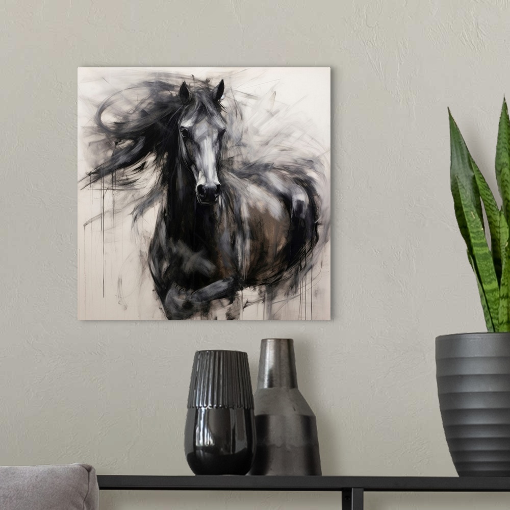 A modern room featuring Horse In Expression I