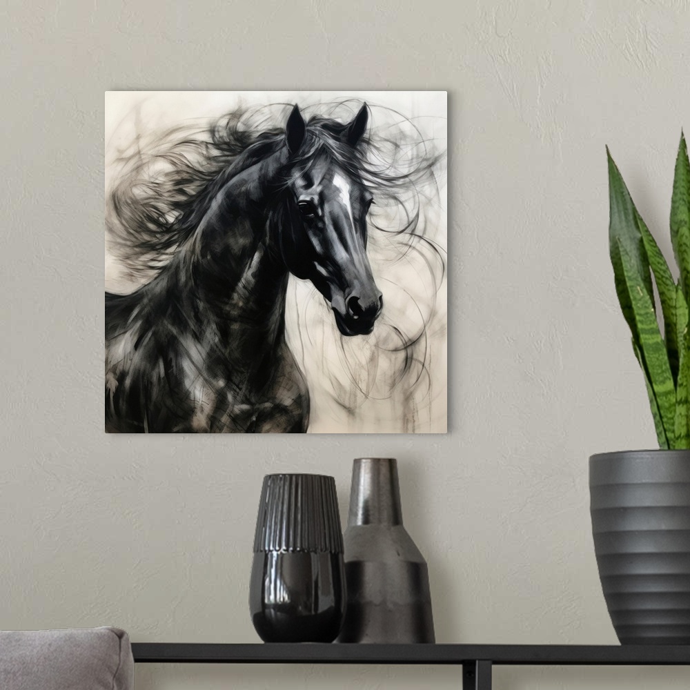 A modern room featuring Horse In Expression II