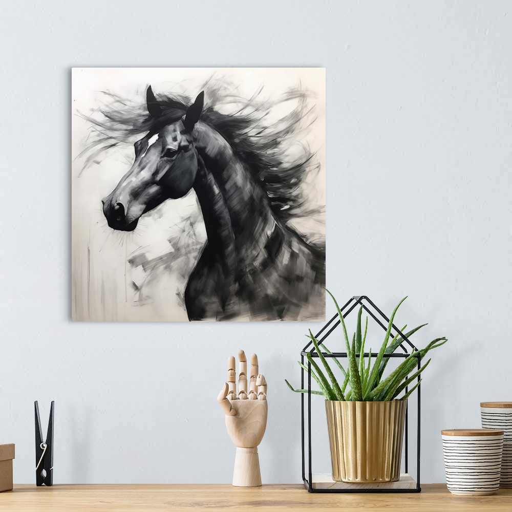 A bohemian room featuring Horse In Expression III