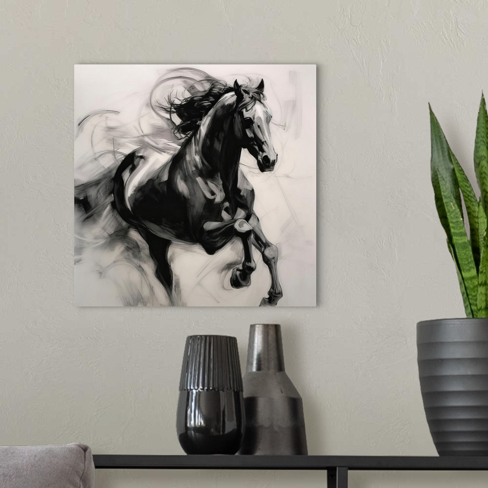 A modern room featuring Horse In Expression IV