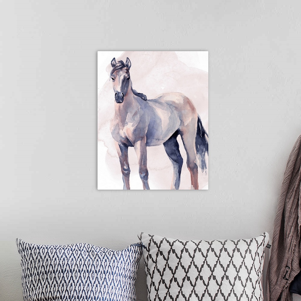 A bohemian room featuring Horse In Watercolor II
