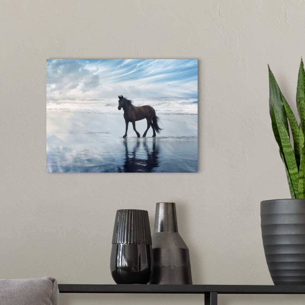 A modern room featuring Horse Motion VI
