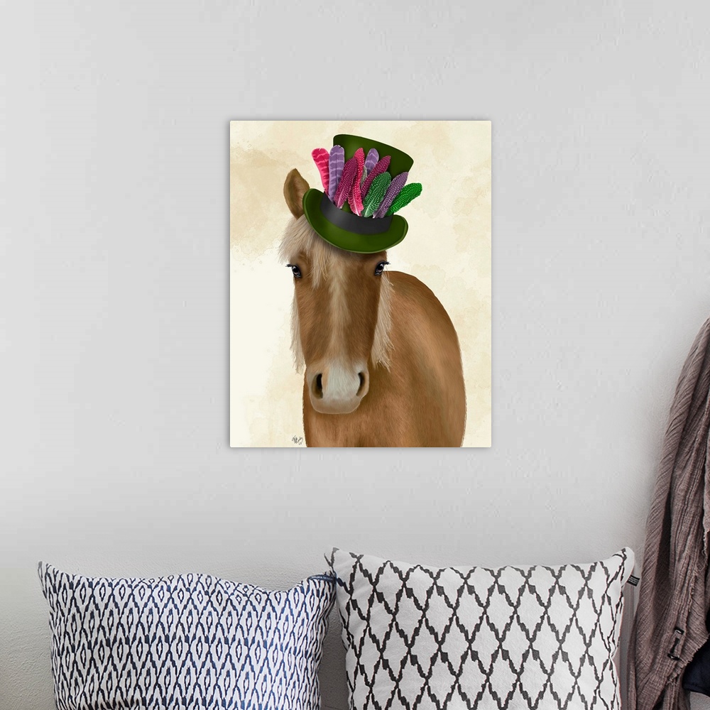 A bohemian room featuring Horse with Feather Hat