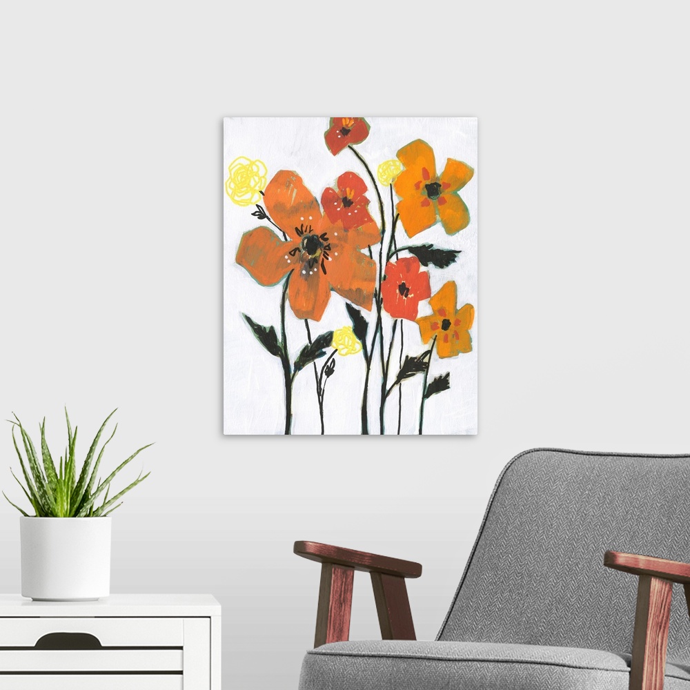 A modern room featuring Hot Flowers I