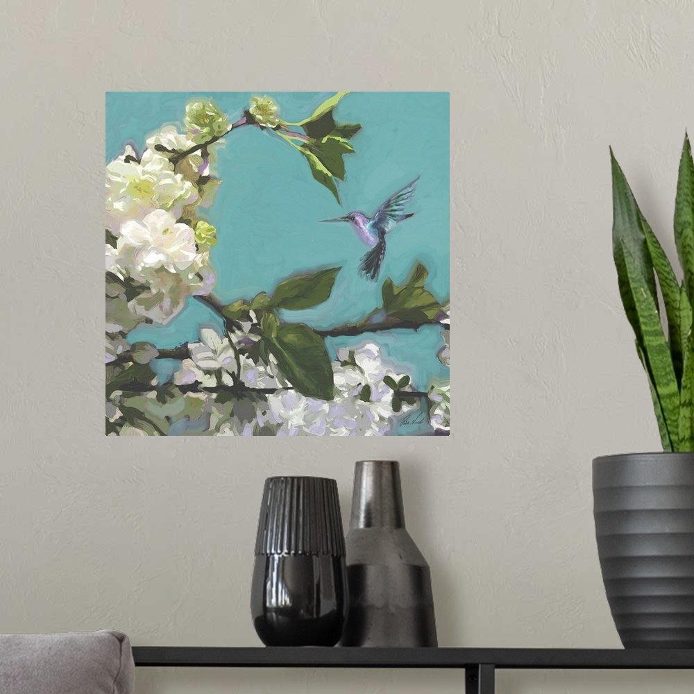 A modern room featuring Hummingbird Florals I