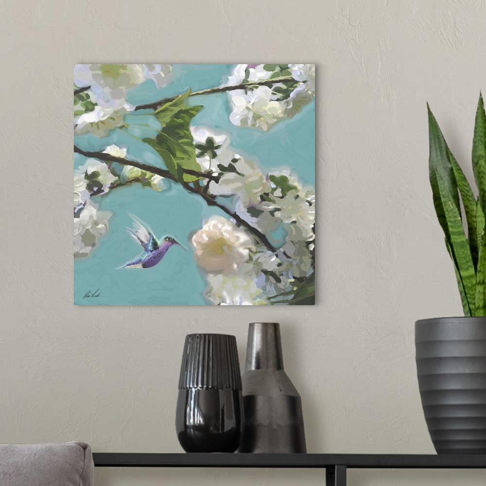 A modern room featuring Hummingbird Florals II
