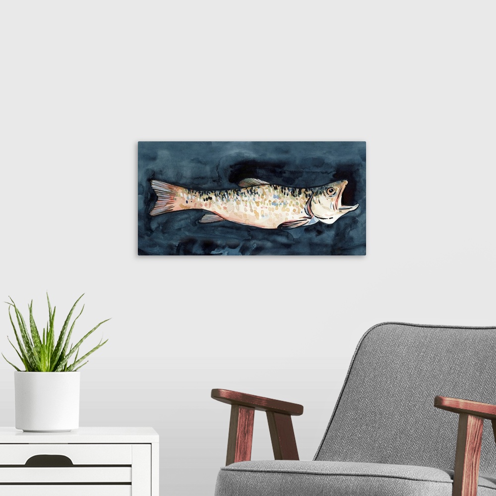A modern room featuring Hungry Fish II