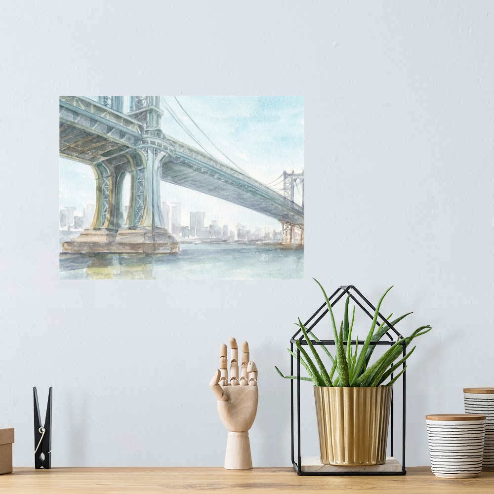 A bohemian room featuring Iconic Watercolor Bridge IV