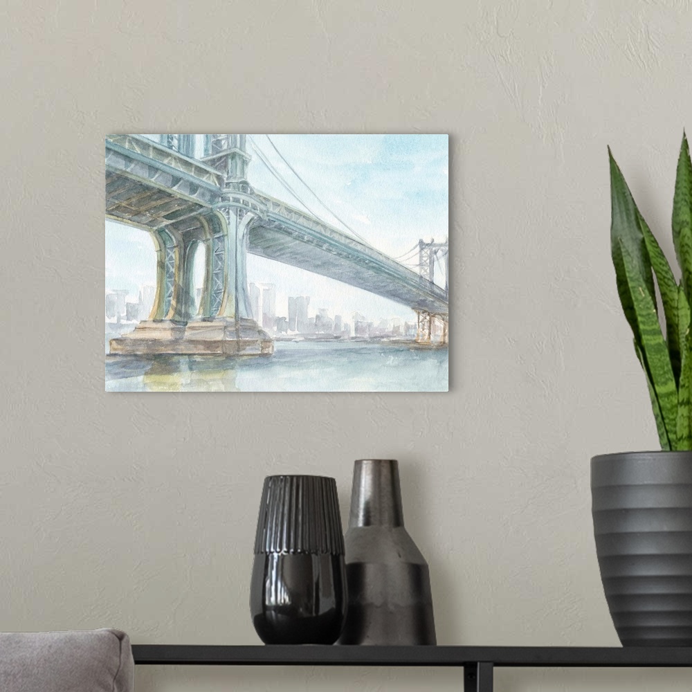 A modern room featuring Iconic Watercolor Bridge IV