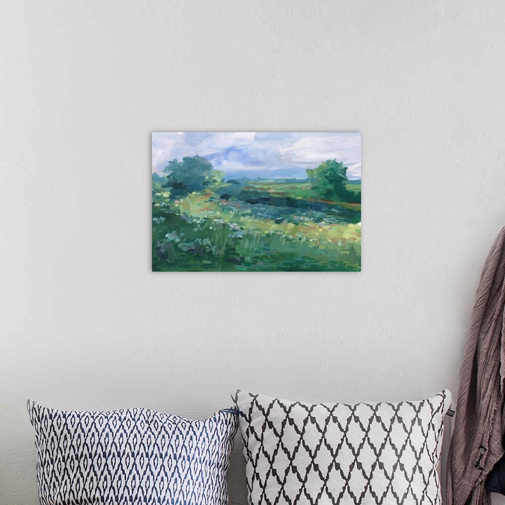 A bohemian room featuring Impressionist Wildflower Field II