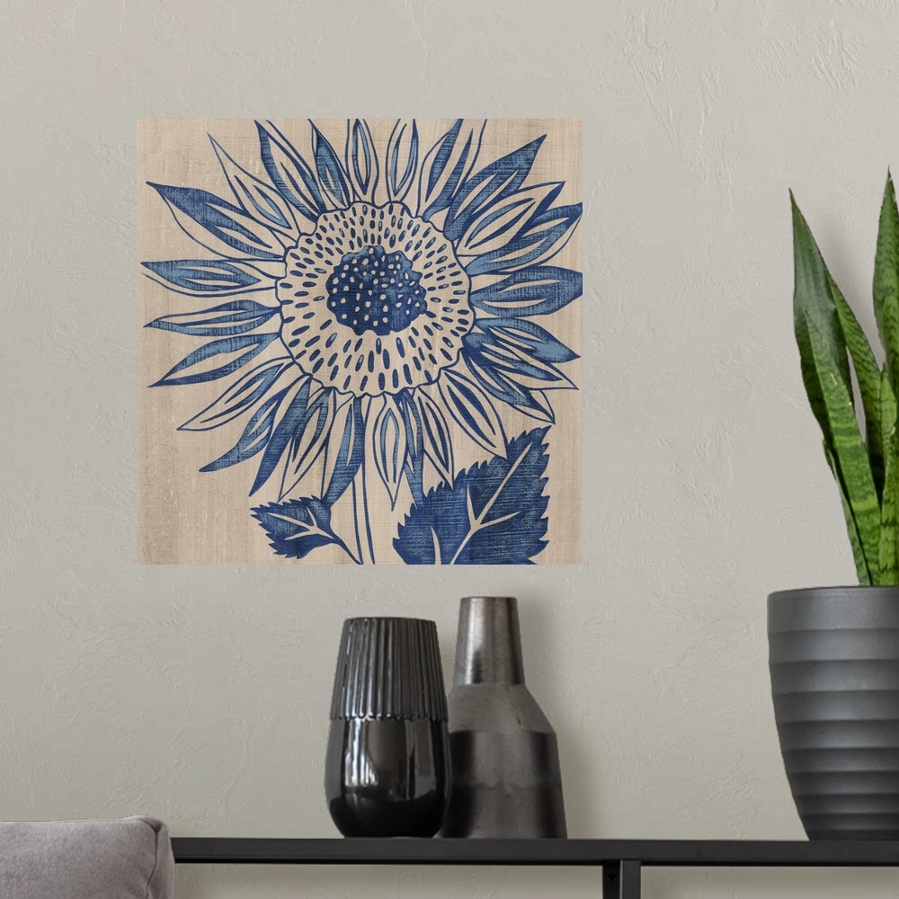 A modern room featuring Indigo Sunflower