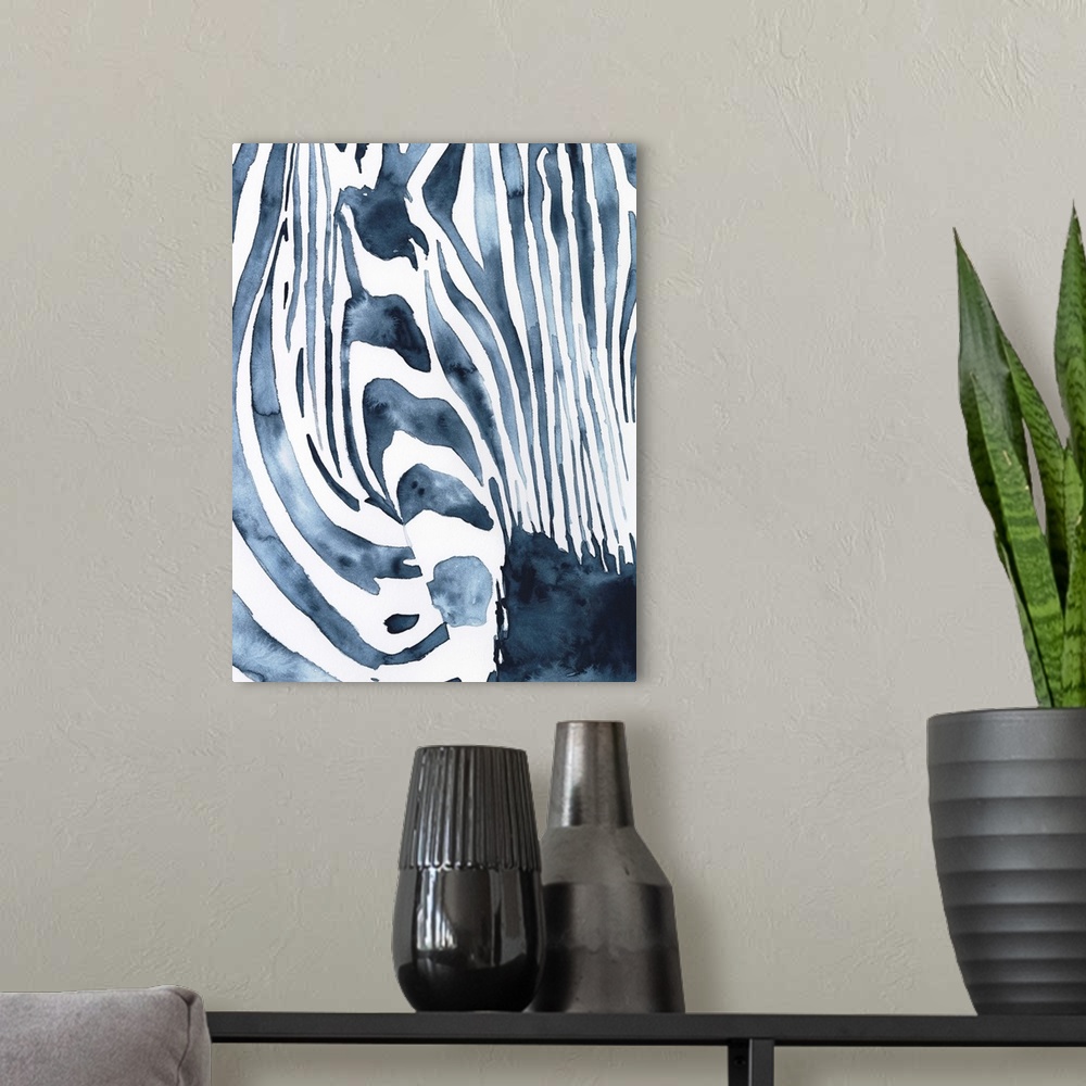 A modern room featuring Indigo Zebra I