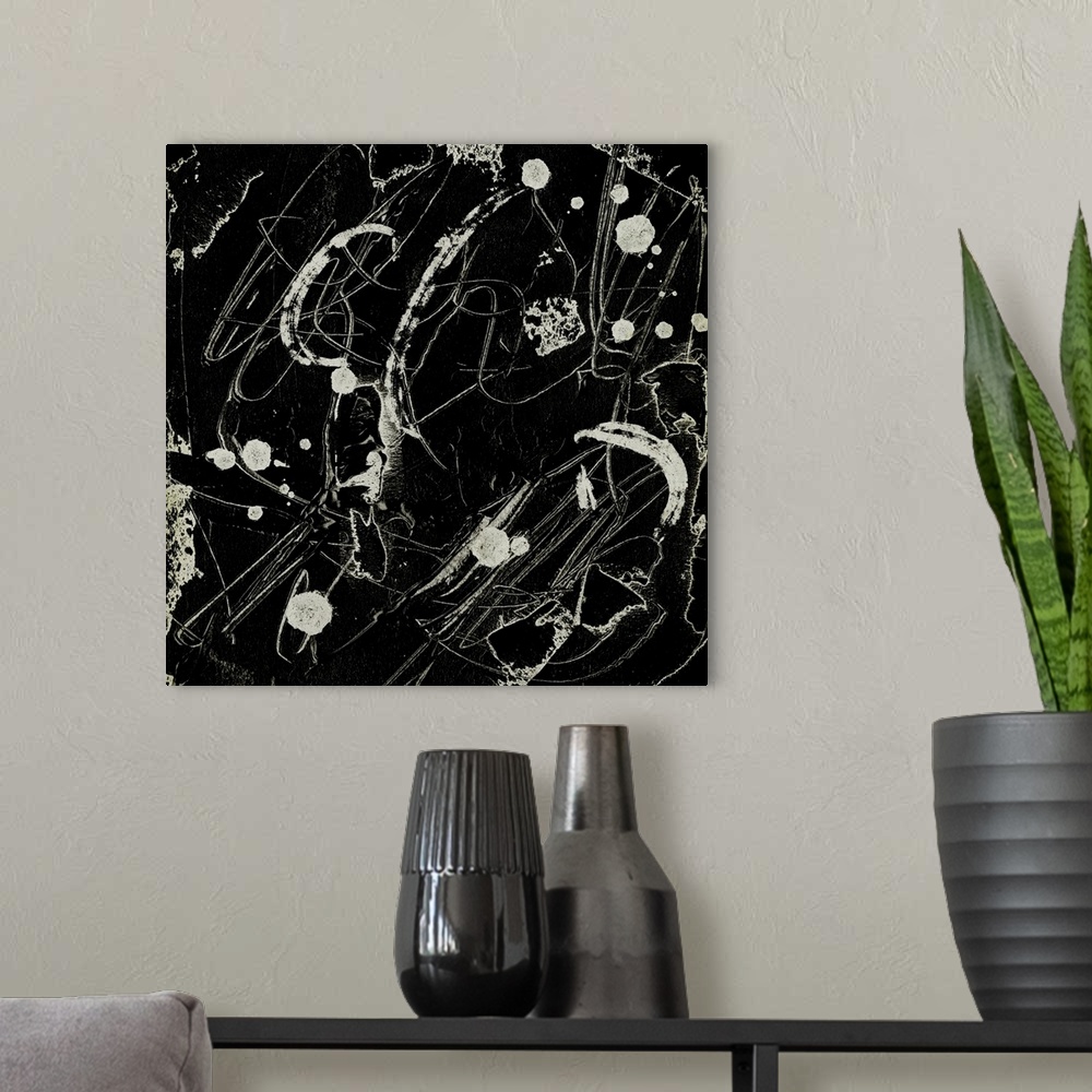 A modern room featuring Ink Line Abstract II