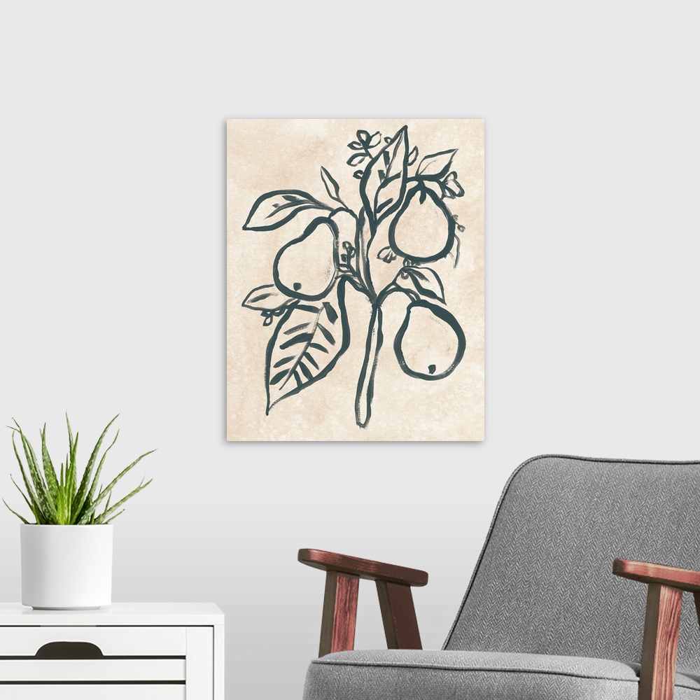 A modern room featuring Ink Pear Branch I