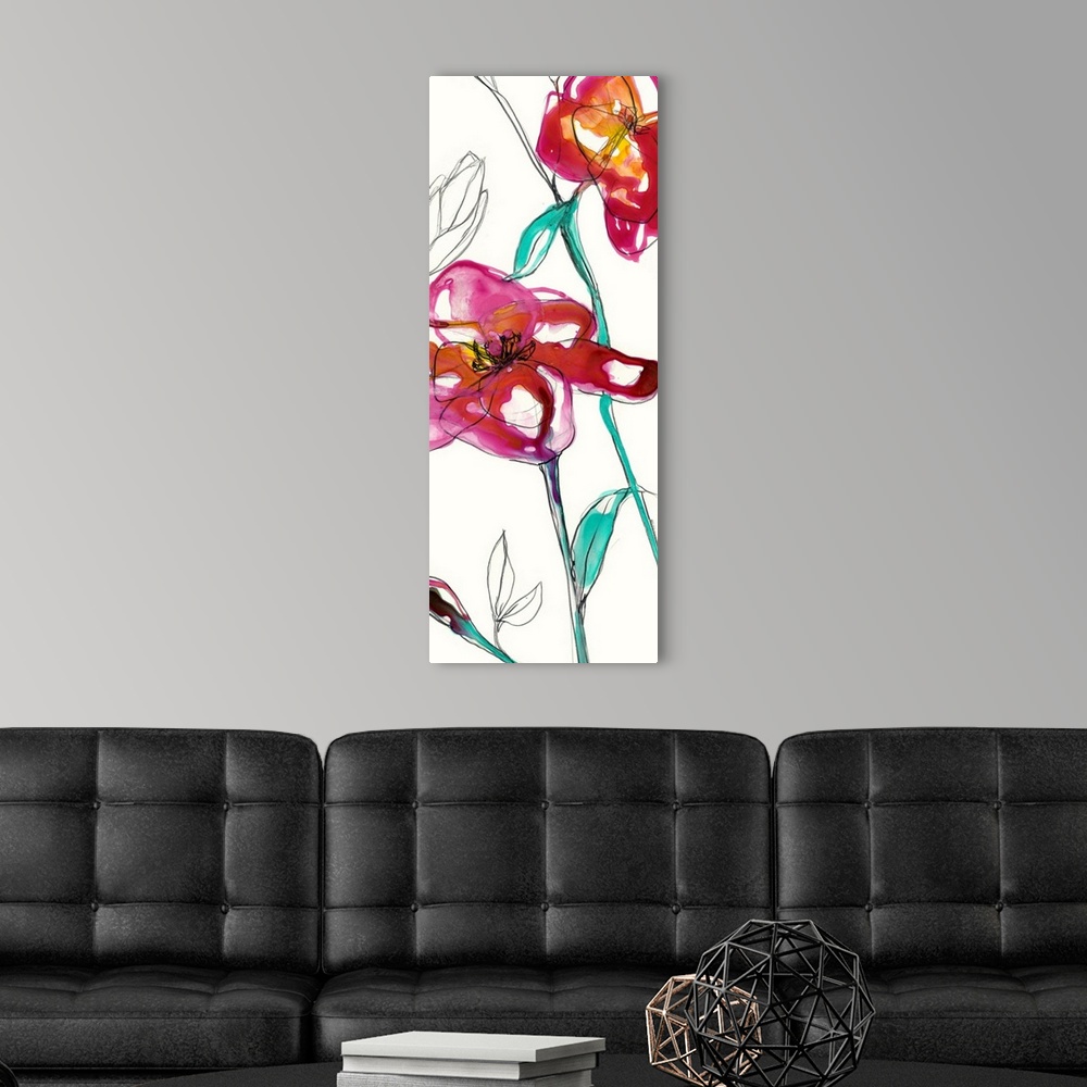 A modern room featuring Inked Floral II