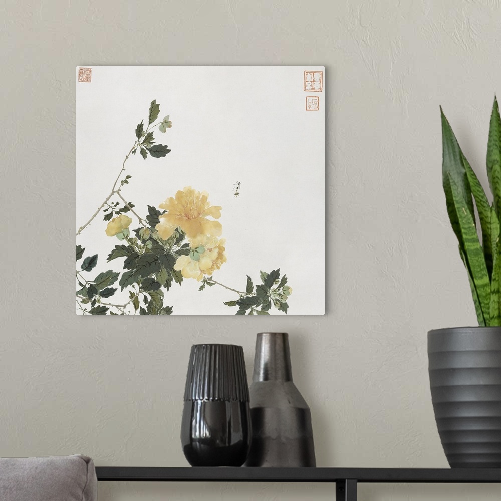 A modern room featuring Insects and Flowers VI