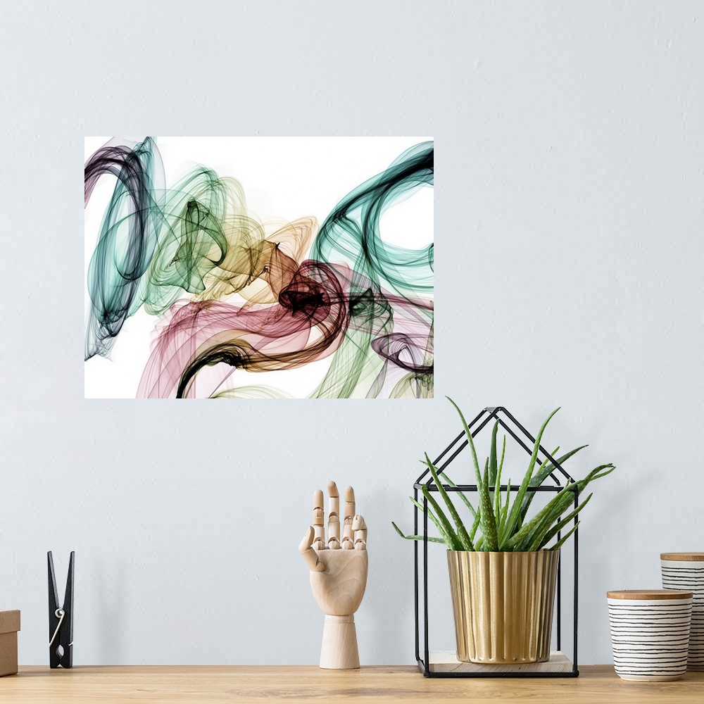 A bohemian room featuring In this photo, ribbons of color flow over a white background to illustrate the beauty of the unkn...