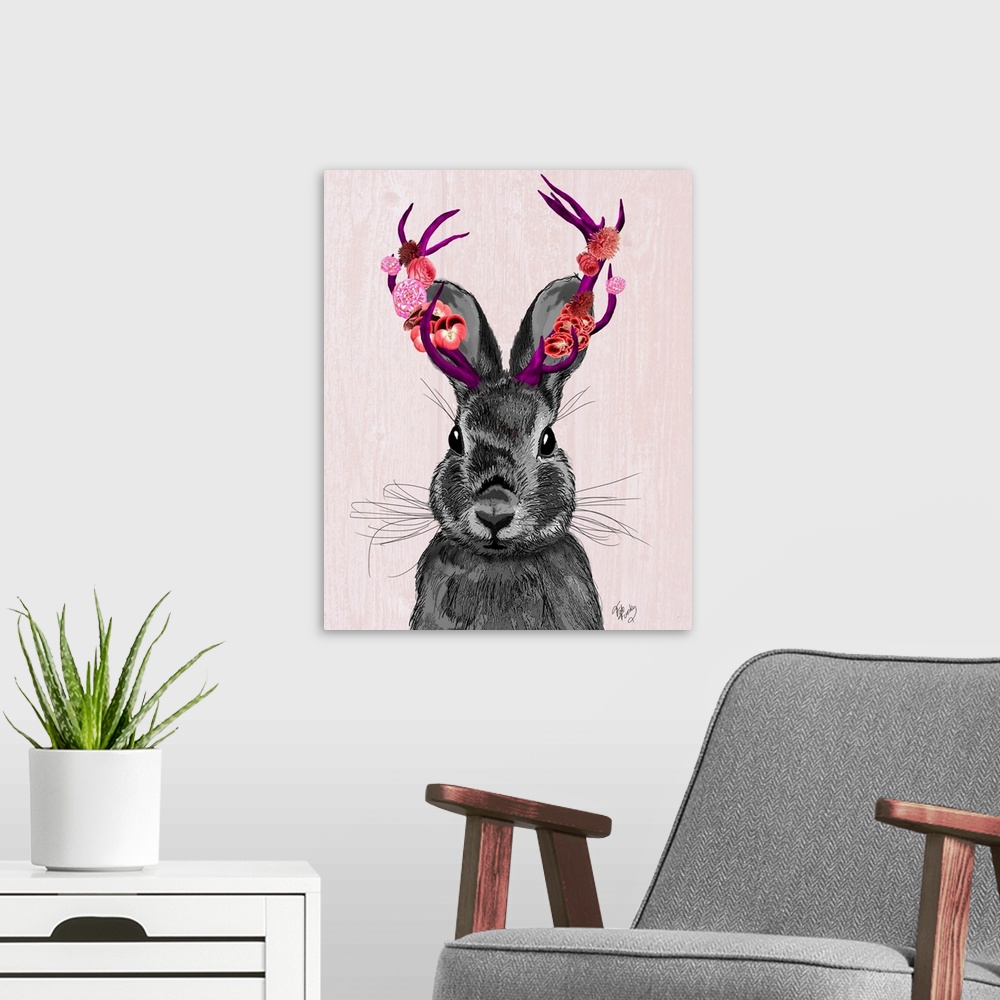 A modern room featuring Jackalope with Pink Antlers
