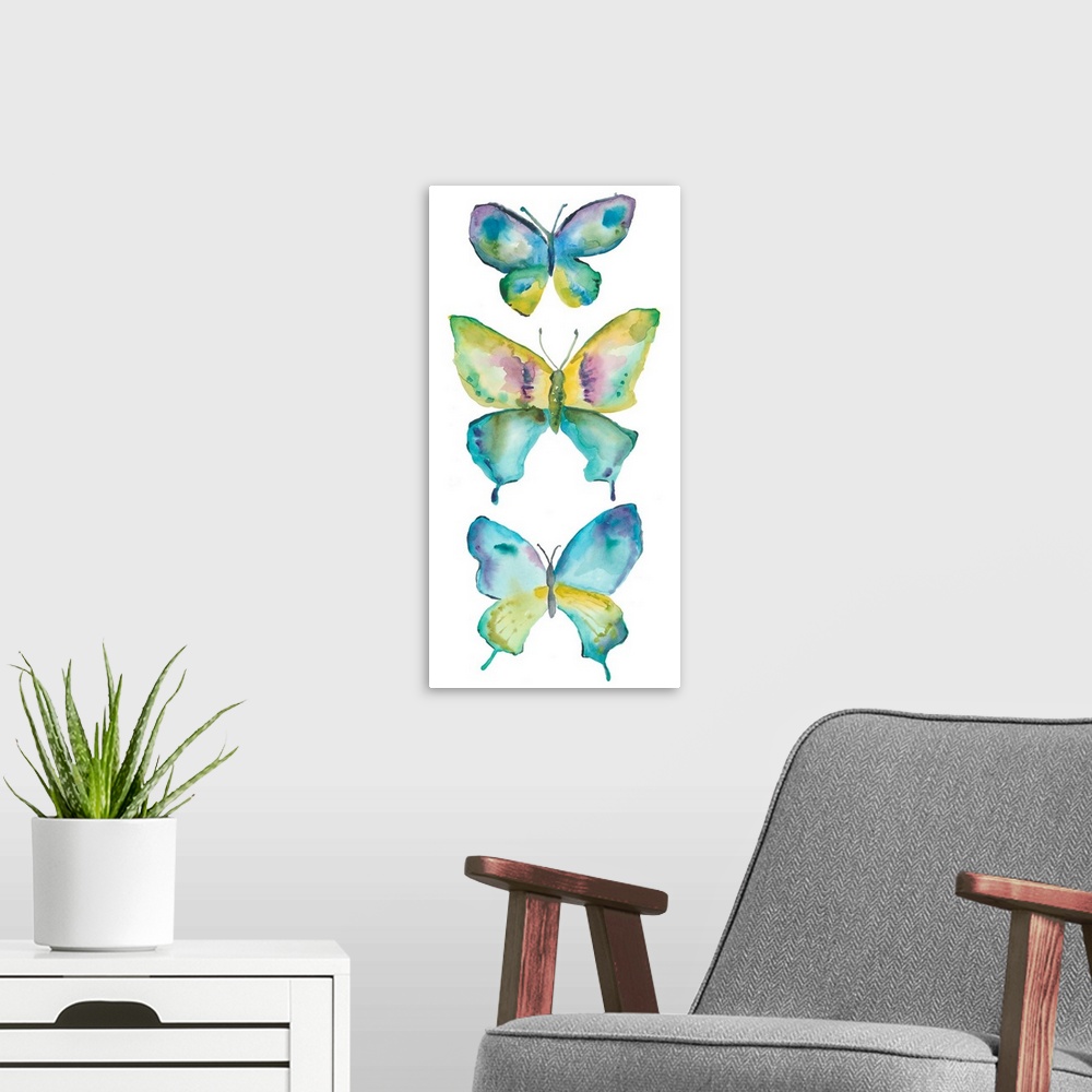A modern room featuring Jeweled Butterflies IV