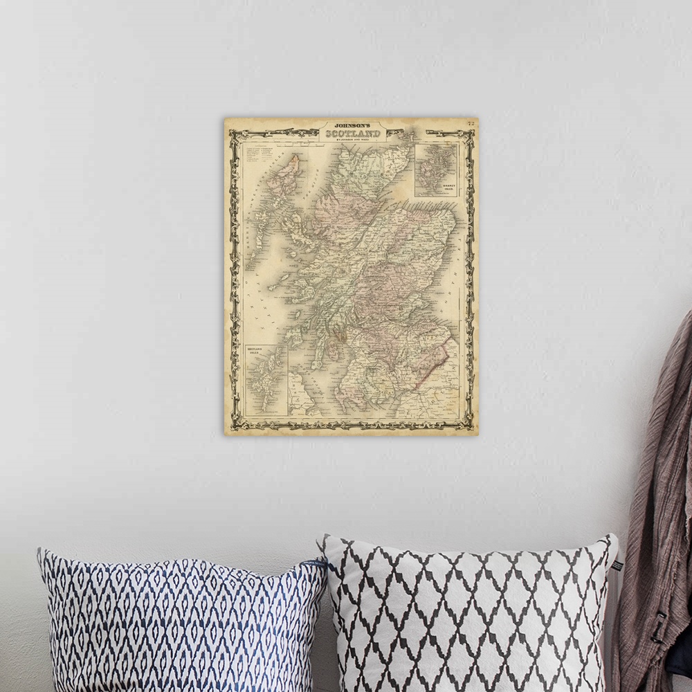 A bohemian room featuring Johnson's Map of Scotland