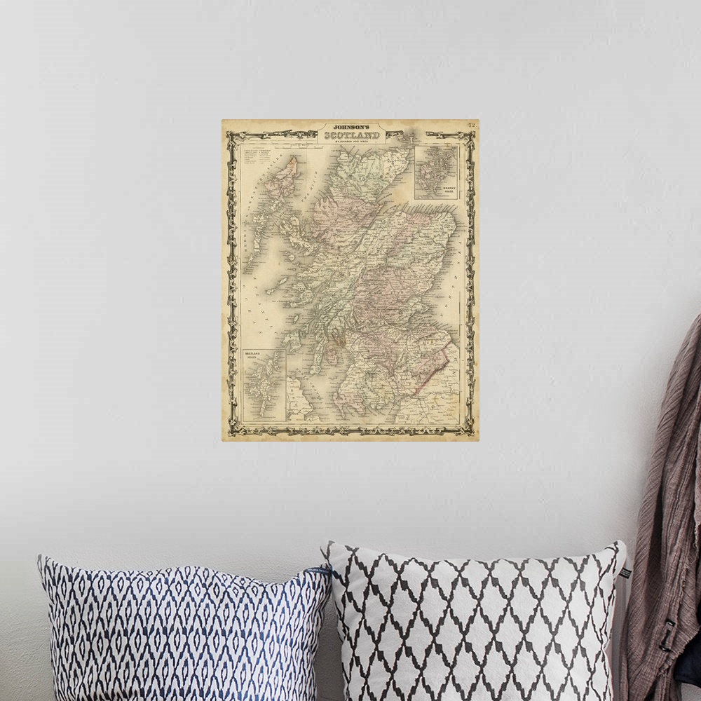 A bohemian room featuring Johnson's Map of Scotland
