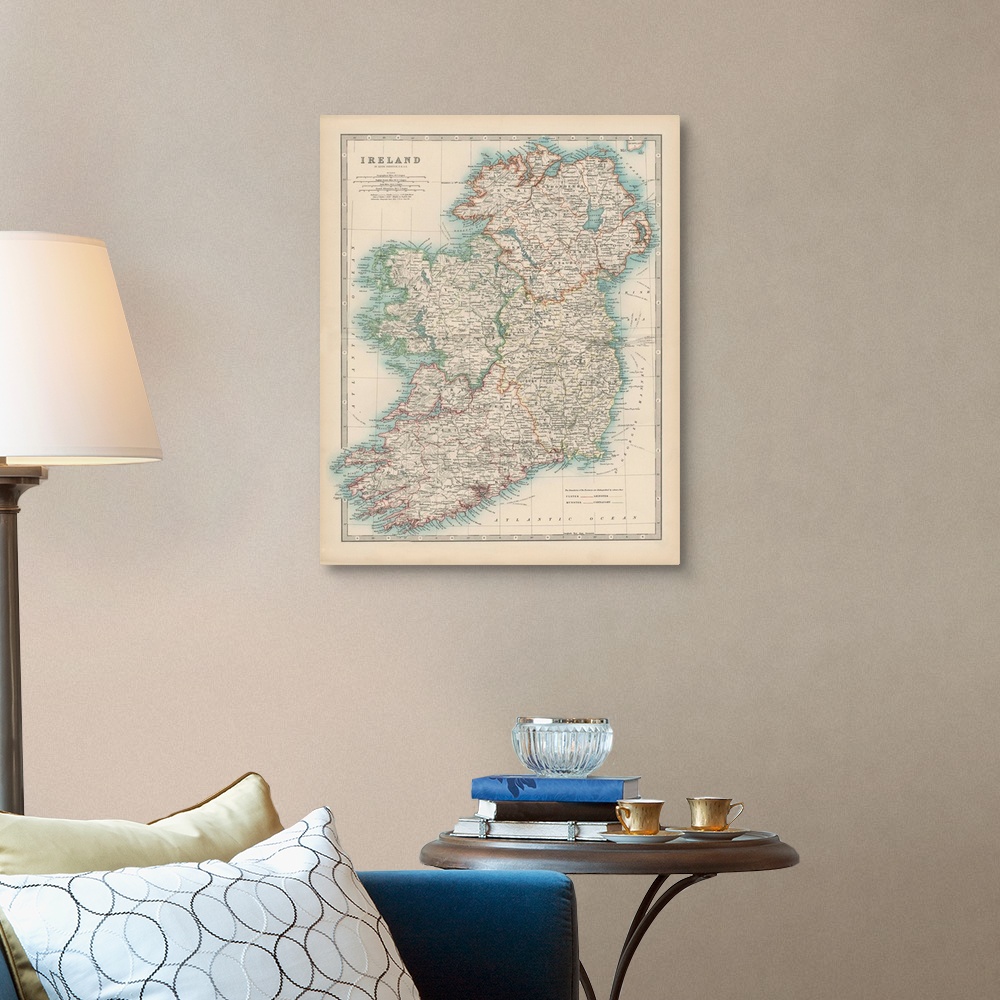 A traditional room featuring Vintage map of the country of Ireland.