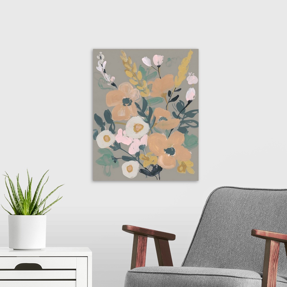 A modern room featuring Jumbled Flowers II