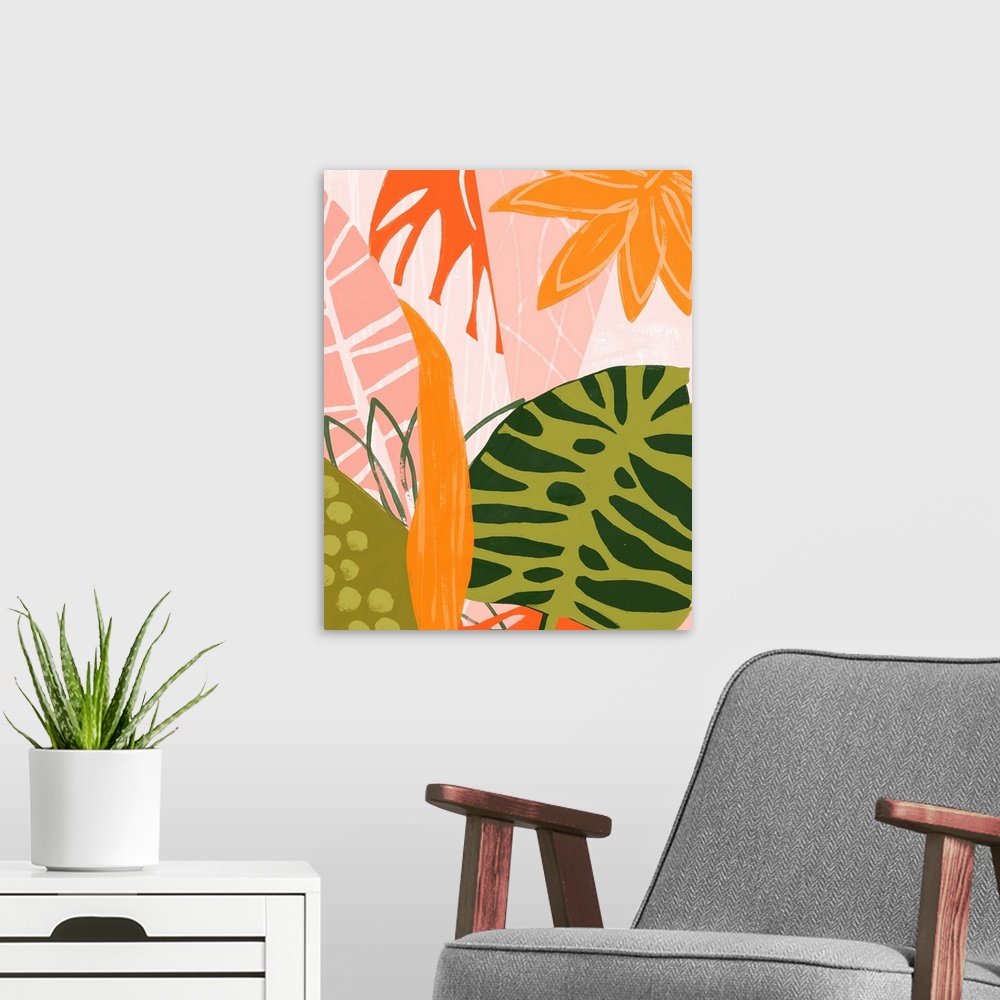 A modern room featuring Jungle Collage II