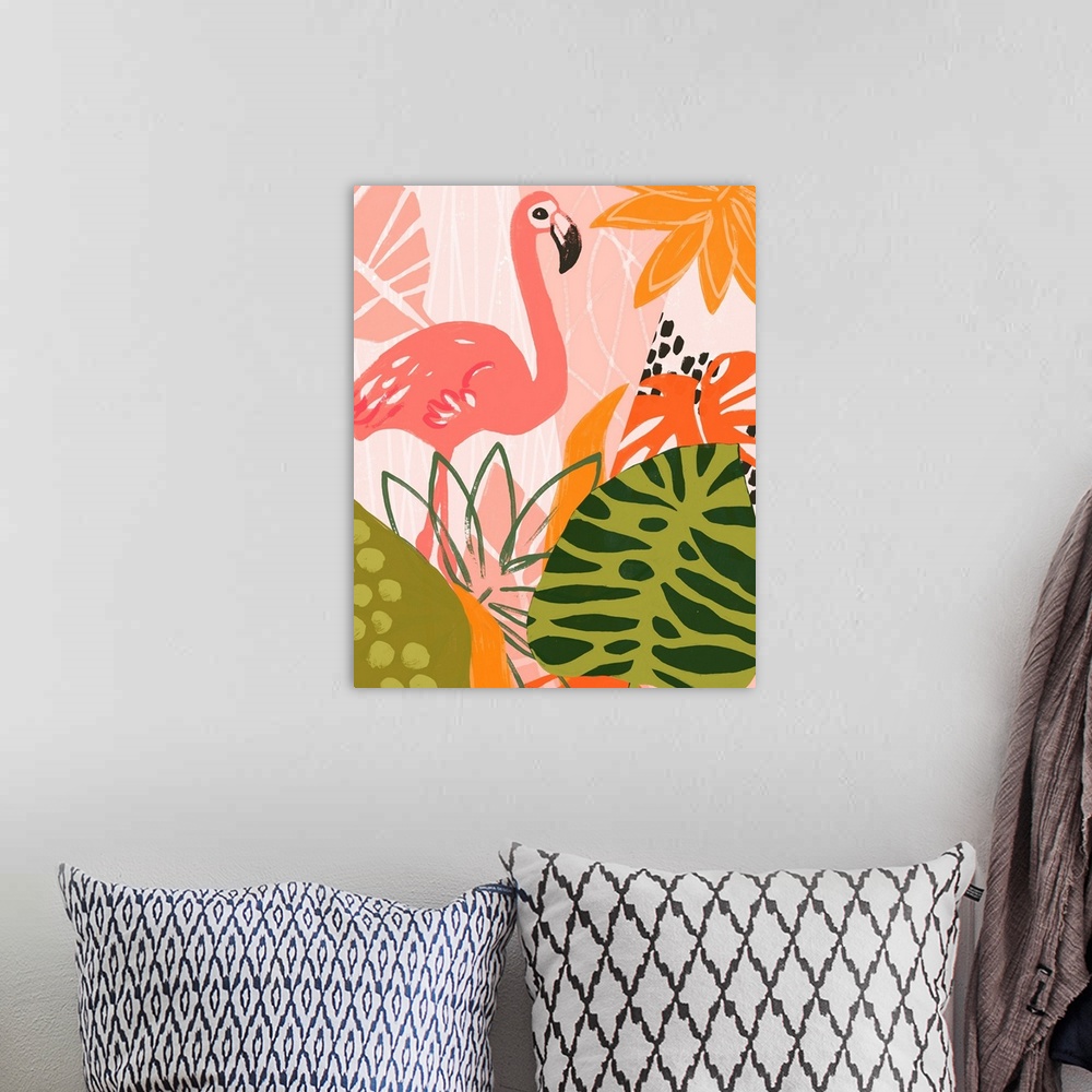 A bohemian room featuring Jungle Flamingo II