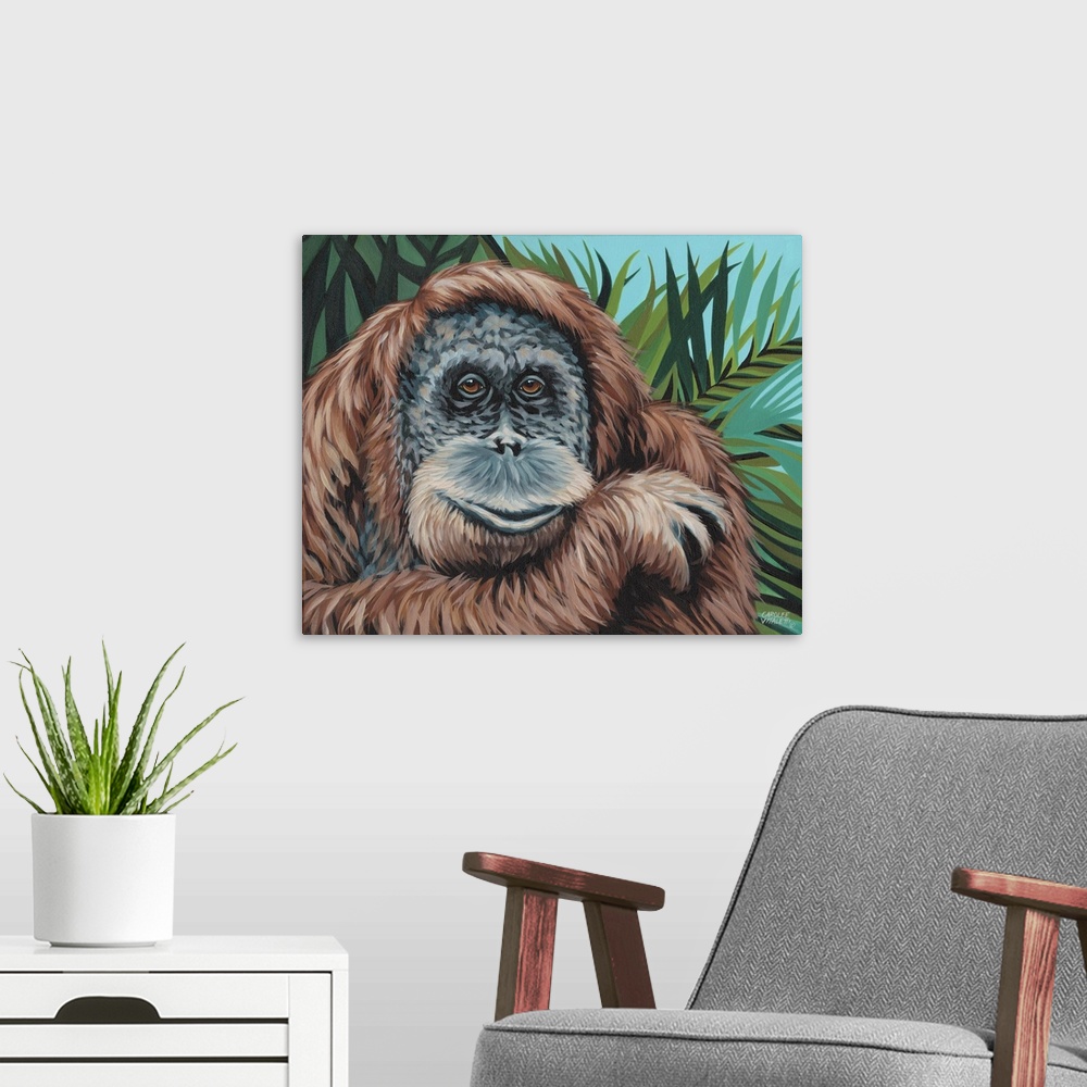 A modern room featuring Jungle Monkey I