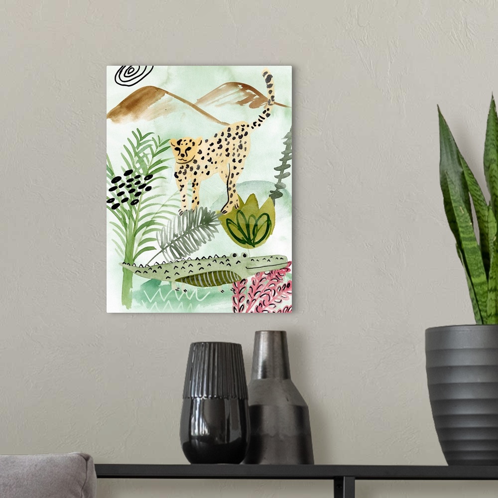 A modern room featuring Jungle of Life I