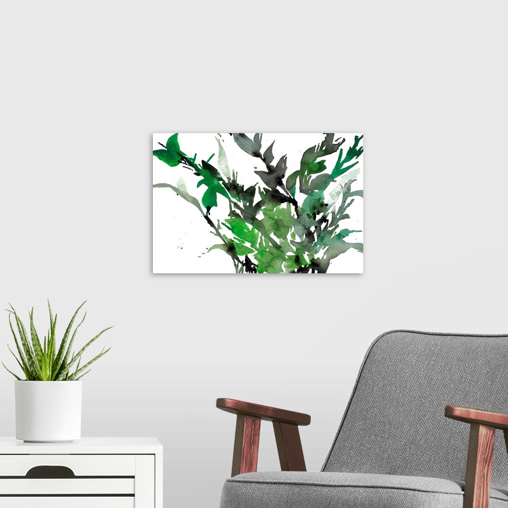 A modern room featuring Just The Leaves I