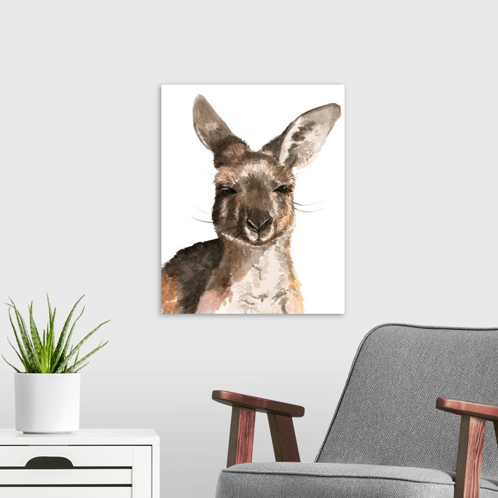 A modern room featuring Kangaroo Portrait I
