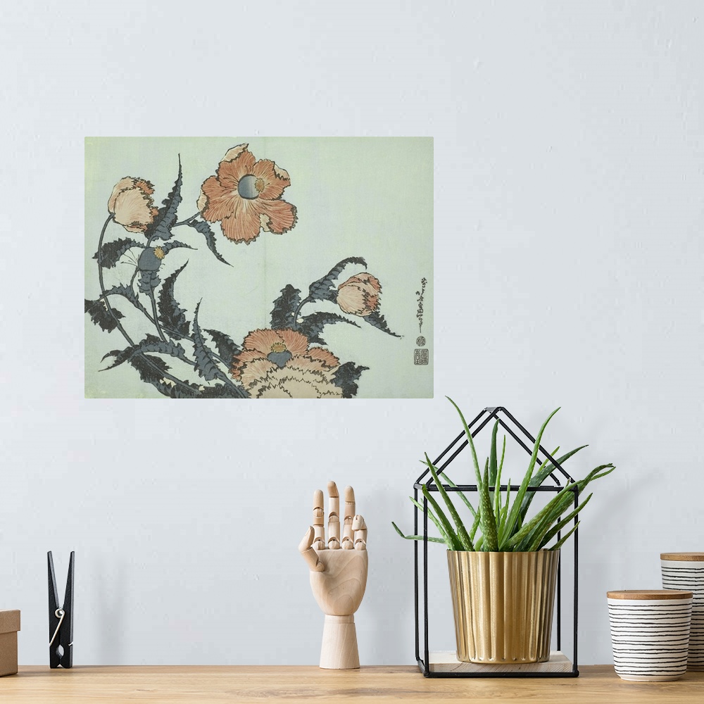 A bohemian room featuring Katsushika Hokusai Floral I