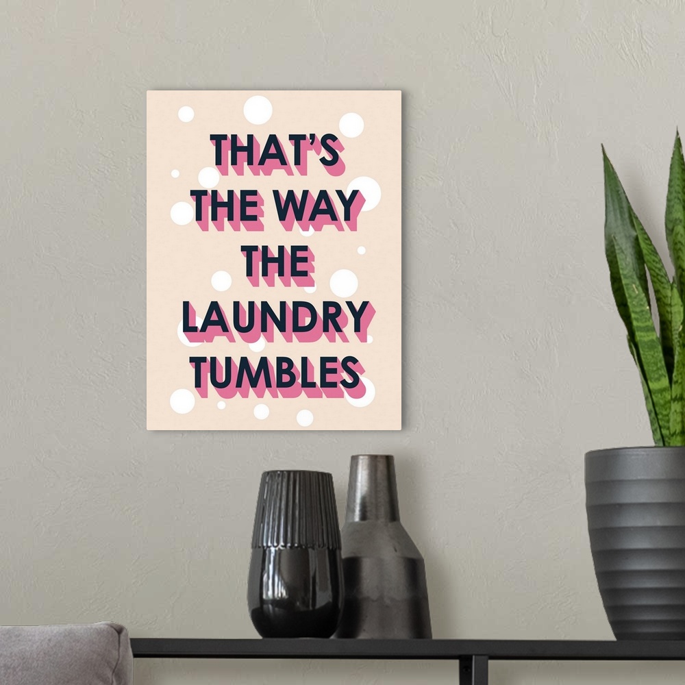 A modern room featuring Laundry Typography II