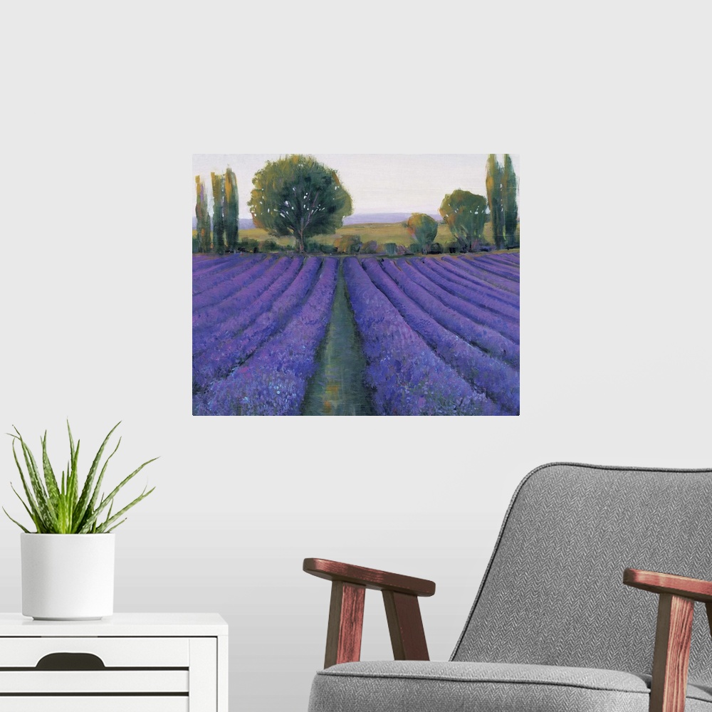 A modern room featuring Lavender Field II