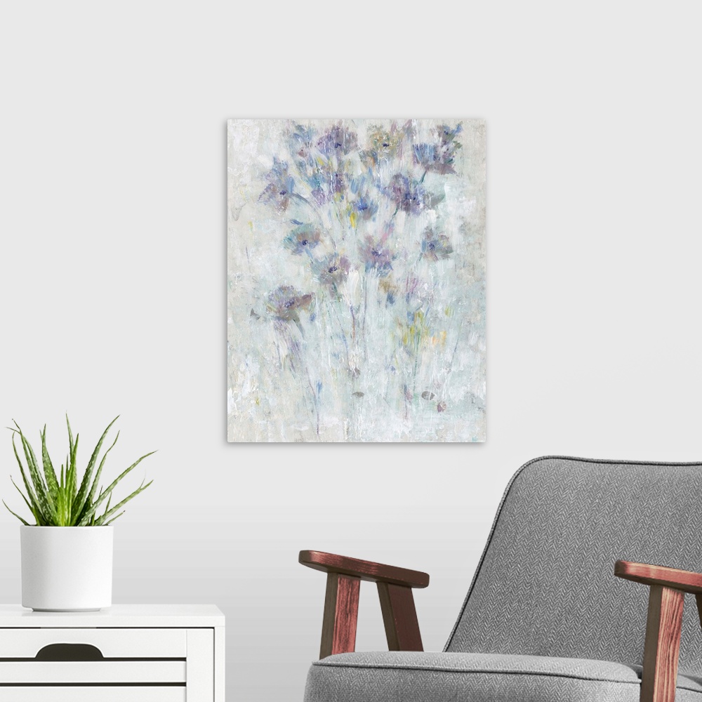 A modern room featuring Lavender Floral Fresco II
