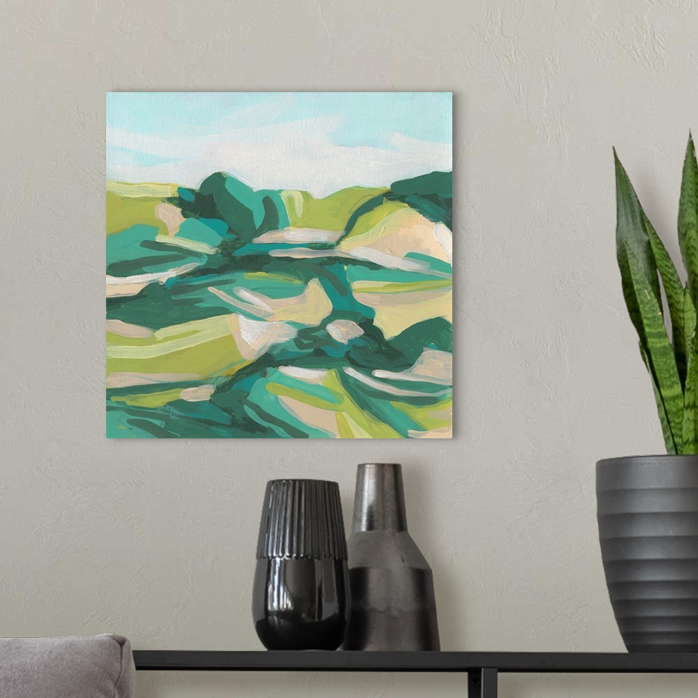A modern room featuring Layered Topography I
